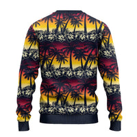 Hawaii Hibiscus Palm Tree Sunset Ugly Christmas Sweater Tropical Style - Polynesian Pride