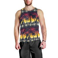 Hawaii Hibiscus Palm Tree Sunset Men Tank Top Tropical Style LT01 - Polynesian Pride