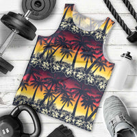 Hawaii Hibiscus Palm Tree Sunset Men Tank Top Tropical Style LT01 - Polynesian Pride