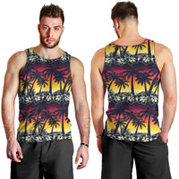 Hawaii Hibiscus Palm Tree Sunset Men Tank Top Tropical Style LT01 - Polynesian Pride