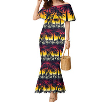 Hawaii Hibiscus Palm Tree Sunset Mermaid Dress Tropical Style - Polynesian Pride