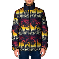 Hawaii Hibiscus Palm Tree Sunset Padded Jacket Tropical Style - Polynesian Pride