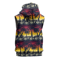 Hawaii Hibiscus Palm Tree Sunset Sleeveless Hoodie Tropical Style - Polynesian Pride