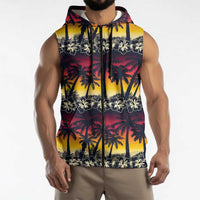 Hawaii Hibiscus Palm Tree Sunset Sleeveless Zip Hoodie Tropical Style LT01 - Polynesian Pride