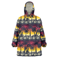 Hawaii Hibiscus Palm Tree Sunset Wearable Blanket Hoodie Tropical Style LT01 One Size Multicolor - Polynesian Pride