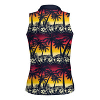 Hawaii Hibiscus Palm Tree Sunset Women Sleeveless Polo Shirt Tropical Style - Polynesian Pride