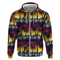 Hawaii Hibiscus Palm Tree Sunset Zip Hoodie Tropical Style LT01 Zip Hoodie Multicolor - Polynesian Pride