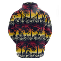 Hawaii Hibiscus Palm Tree Sunset Zip Hoodie Tropical Style LT01 - Polynesian Pride