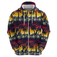 Hawaii Hibiscus Palm Tree Sunset Zip Hoodie Tropical Style LT01 - Polynesian Pride
