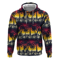 Hawaii Hibiscus Palm Tree Sunset Zip Hoodie Tropical Style LT01 Pullover Hoodie Multicolor - Polynesian Pride