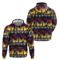 Hawaii Hibiscus Palm Tree Sunset Zip Hoodie Tropical Style LT01 - Polynesian Pride