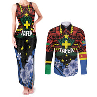 Personalised Vanuatu Tafea Province Couples Matching Tank Maxi Dress and Long Sleeve Button Shirt Unique Tropical Tribal Pattern