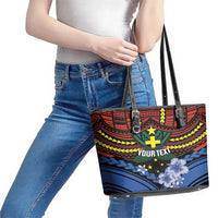 Personalised Vanuatu Tafea Province Leather Tote Bag Unique Tropical Tribal Pattern LT01 - Polynesian Pride