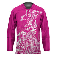 Custom New Zealand Rugby Silver Fern Hockey Jersey Aotearoa Kiwi Maori Pink Version - Polynesian Pride
