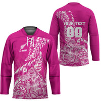 Custom New Zealand Rugby Silver Fern Hockey Jersey Aotearoa Kiwi Maori Pink Version - Polynesian Pride
