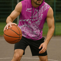 Custom New Zealand Rugby Silver Fern Sleeveless Hoodie Aotearoa Kiwi Maori Pink Version - Polynesian Pride