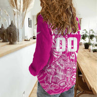 Custom New Zealand Rugby Silver Fern Women Casual Shirt Aotearoa Kiwi Maori Pink Version - Polynesian Pride