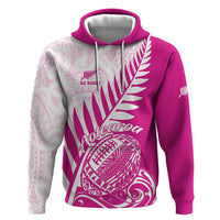 Custom New Zealand Rugby Silver Fern Hoodie Aotearoa Maori Pink Version - Polynesian Pride
