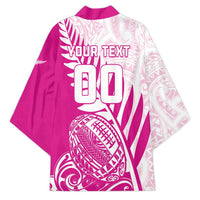 Custom New Zealand Rugby Silver Fern Kimono Aotearoa Maori Pink Version - Polynesian Pride
