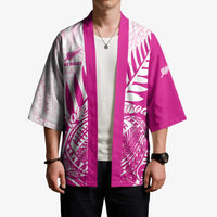 Custom New Zealand Rugby Silver Fern Kimono Aotearoa Maori Pink Version - Polynesian Pride