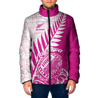 Custom New Zealand Rugby Silver Fern Padded Jacket Aotearoa Maori Pink Version - Polynesian Pride