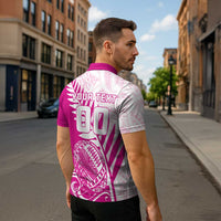 Custom New Zealand Rugby Silver Fern Zipper Polo Shirt Aotearoa Maori Pink Version LT01 - Polynesian Pride