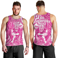 New Zealand Silver Fern Rugby All Pink Men Tank Top Maori Tiki Player With Ta Moko Tribal - Polynesian Pride