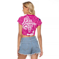 New Zealand Silver Fern Rugby All Pink Raglan Cropped T Shirt Maori Tiki Player With Ta Moko Tribal LT01 - Polynesian Pride
