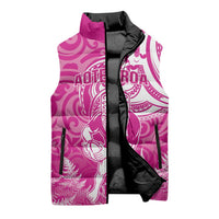 New Zealand Silver Fern Rugby All Pink Sleeveless Puffer Jacket Maori Tiki Player With Ta Moko Tribal - Polynesian Pride