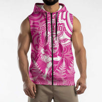 New Zealand Silver Fern Rugby All Pink Sleeveless Zip Hoodie Maori Tiki Player With Ta Moko Tribal LT01 - Polynesian Pride