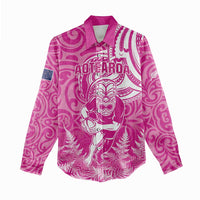 New Zealand Silver Fern Rugby All Pink Women Casual Shirt Maori Tiki Player With Ta Moko Tribal - Polynesian Pride
