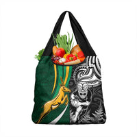 Custom New Zealand and South Africa Rugby Grocery Bag Silver Fern Protea Pattern World Cup 2023 LT01 1-pack One Size Art - Polynesian Pride