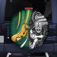New Zealand and South Africa Rugby Spare Tire Cover Silver Fern Protea Pattern World Cup 2023 LT01 Art - Polynesian Pride