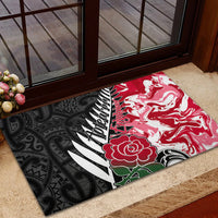New Zealand and England Rugby Rubber Doormat Silver Fern With Red Rose World Cup 2023 LT01 - Polynesian Pride