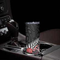 New Zealand and England Rugby Skinny Tumbler Silver Fern With Red Rose LT01 - Polynesian Pride