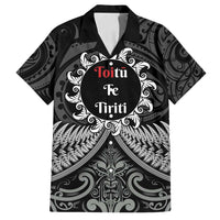 Personalised Toitu Te Tiriti Aotearoa Silver Fern Family Matching Summer Maxi Dress and Hawaiian Shirt New Zealand Maori Pattern LT01 Dad's Shirt - Short Sleeve Black - Polynesian Pride
