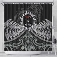 Toitu Te Tiriti Aotearoa Silver Fern Shower Curtain New Zealand Maori Pattern LT01 - Polynesian Pride