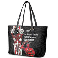 Toitu Te Reo Maori Toitu Te Whenua Toitu Te Tiriti Leather Tote Bag Maori Warrior New Zealand