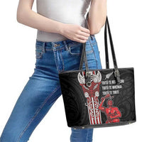 Toitu Te Reo Maori Toitu Te Whenua Toitu Te Tiriti Leather Tote Bag Maori Warrior New Zealand