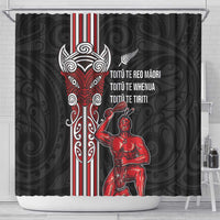 Toitu Te Reo Maori Toitu Te Whenua Toitu Te Tiriti Shower Curtain Maori Warrior New Zealand LT01 - Polynesian Pride