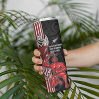 Toitu Te Reo Maori Toitu Te Whenua Toitu Te Tiriti Skinny Tumbler Maori Warrior LT01 - Polynesian Pride