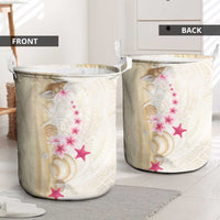 Beige Frangipani Sea Shell Laundry Basket Starfish Polynesian Pattern - Polynesian Pride
