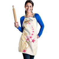 Beige Frangipani Sea Shell Apron Starfish Polynesian Pattern - Polynesian Pride