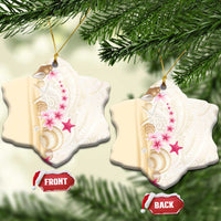 Beige Frangipani Sea Shell Ceramic Ornament Starfish Polynesian Pattern - Polynesian Pride