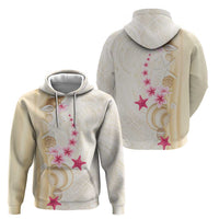Beige Frangipani Sea Shell Hoodie Starfish Polynesian Pattern - Polynesian Pride