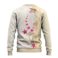 Beige Frangipani Sea Shell Ugly Christmas Sweater Starfish Polynesian Pattern - Polynesian Pride