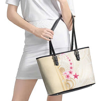 Beige Frangipani Sea Shell Leather Tote Bag Starfish Polynesian Pattern - Polynesian Pride
