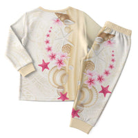 Beige Frangipani Sea Shell Christmas Pajama Set Starfish Polynesian Pattern - Polynesian Pride