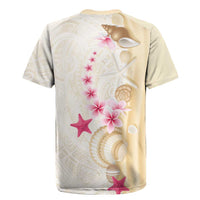 Beige Frangipani Sea Shell Rugby Jersey Starfish Polynesian Pattern - Polynesian Pride