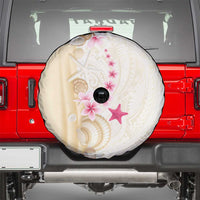 Beige Frangipani Sea Shell Spare Tire Cover Starfish Polynesian Pattern - Polynesian Pride